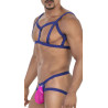 CandyMan Ensemble Thong et harnais Aghai Bleu-Rose